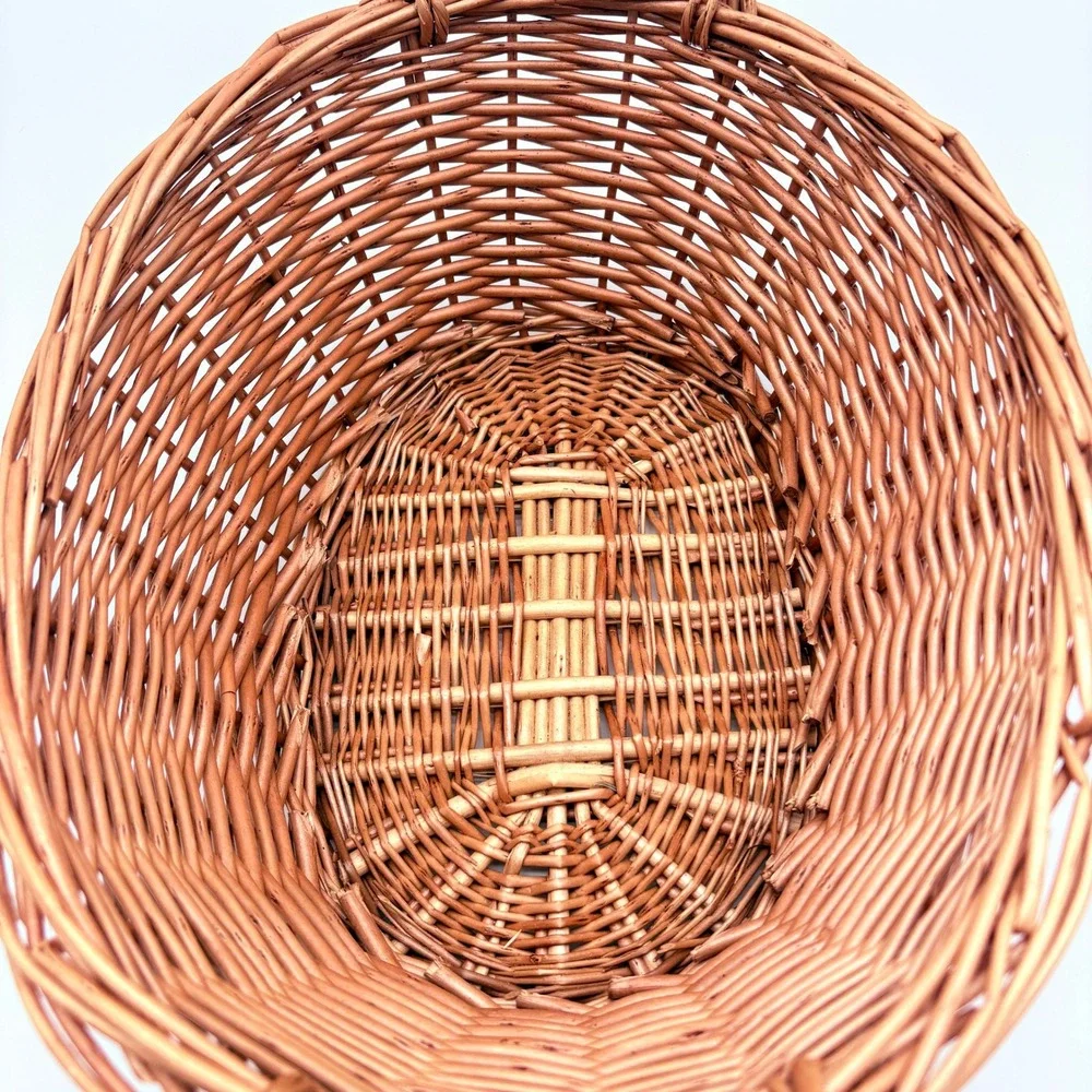 Rustic Wicker Gathering Basket Cottagecore Farmhouse Garden Harvest Decor